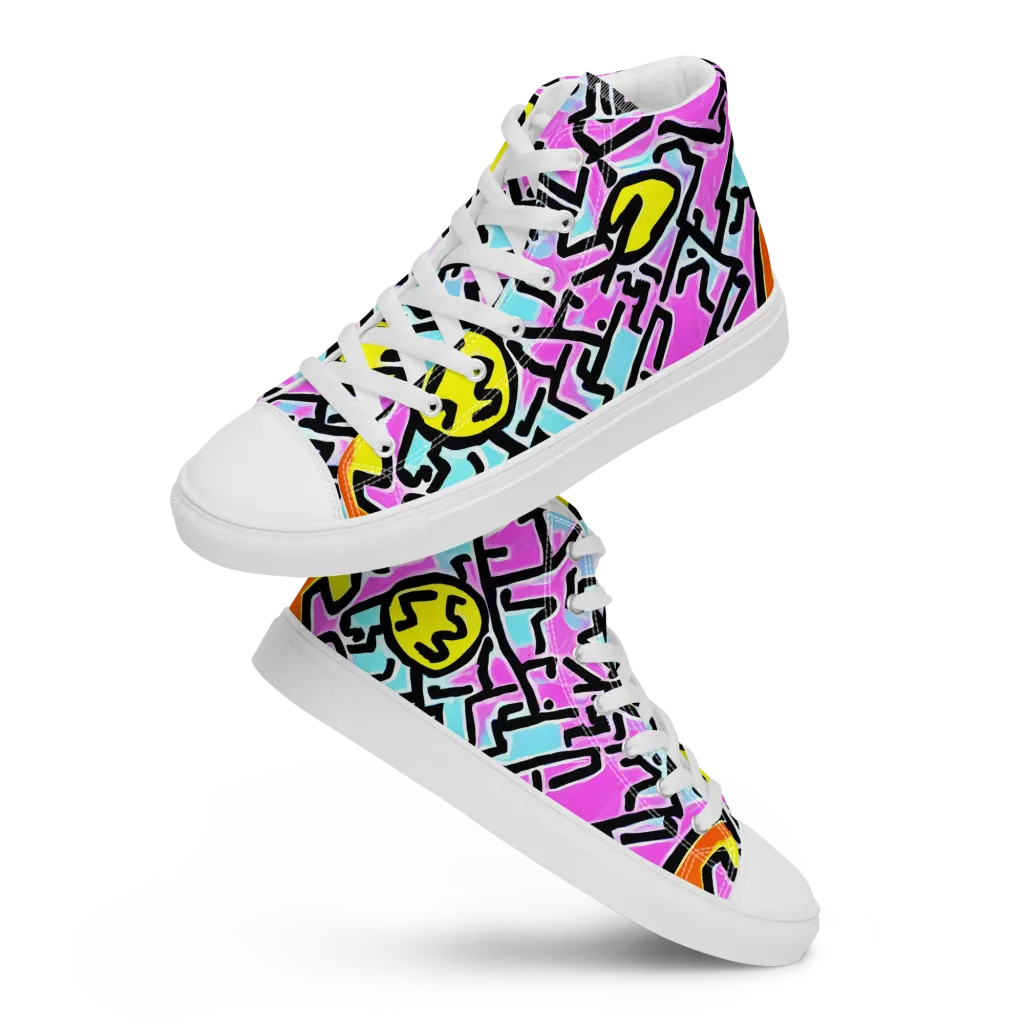 Punk Doodles on Men's High Top Canvas Shoes — Front