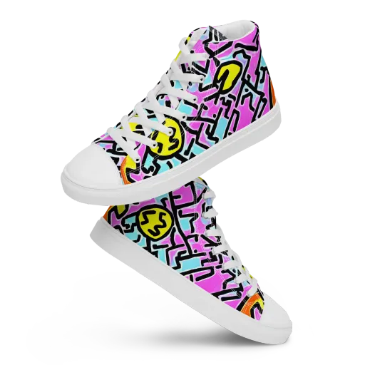 Punk Doodles on a Men's High Top Canvas Shoes
