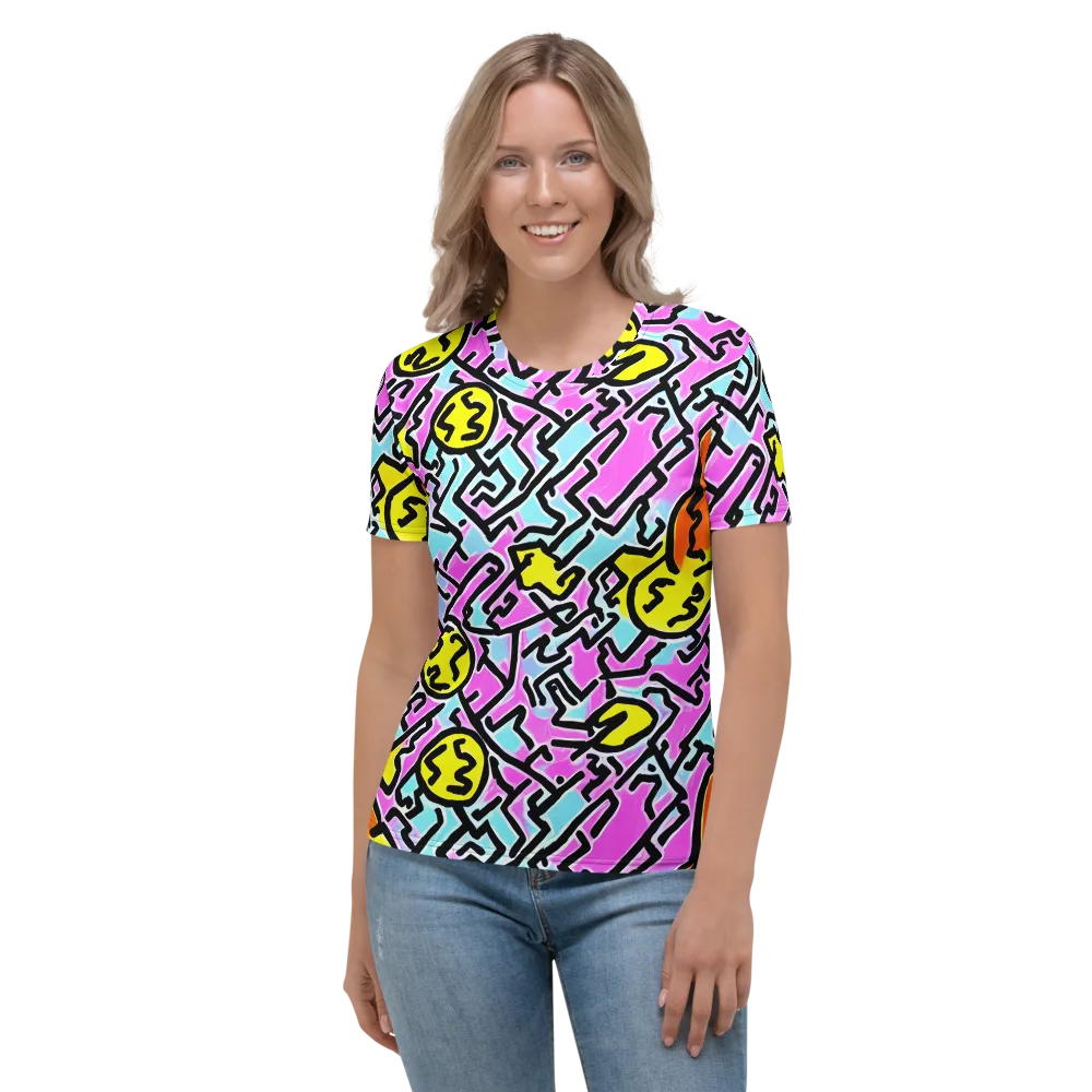 Punk Doodles on Women's Crew Neck T-Shirt — Front