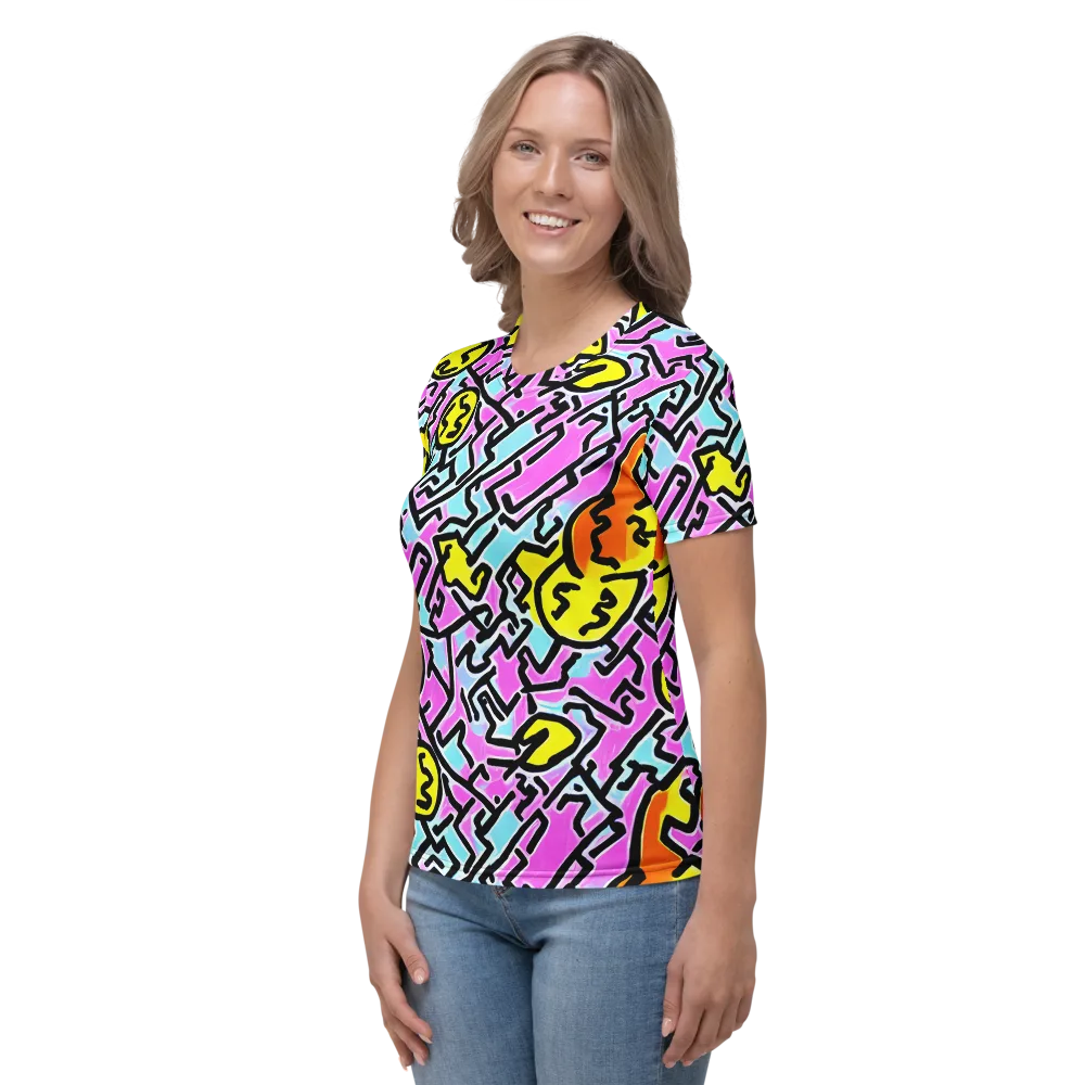 Punk Doodles on Women's Crew Neck T-Shirt — Left