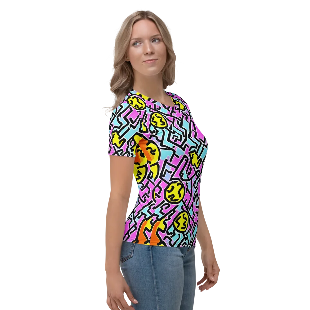 Punk Doodles on Women's Crew Neck T-Shirt — Right