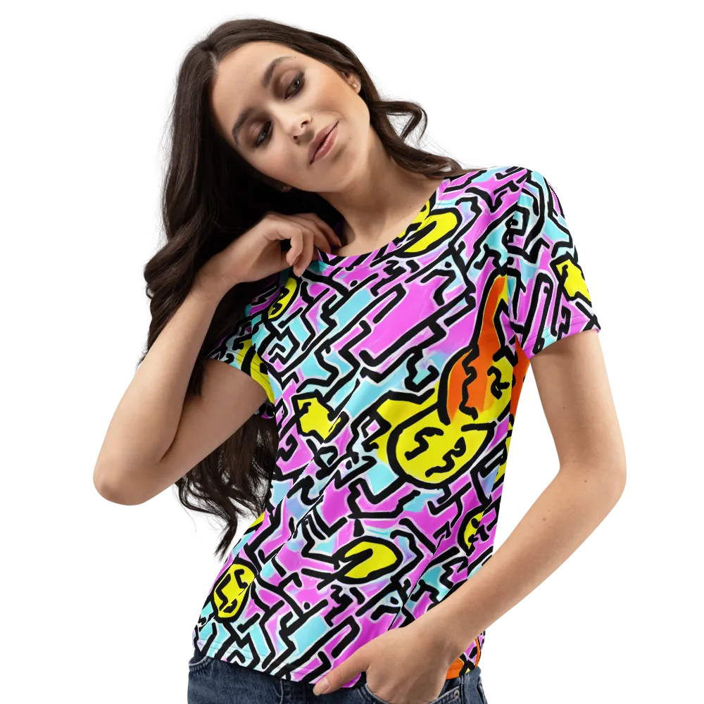 Punk Doodles on Women's Crew Neck T-Shirt — Left Front