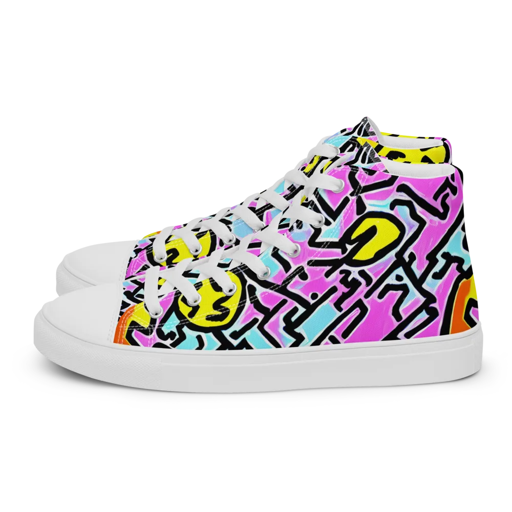 Punk Doodles on Women's High Top Canvas Shoes — Left