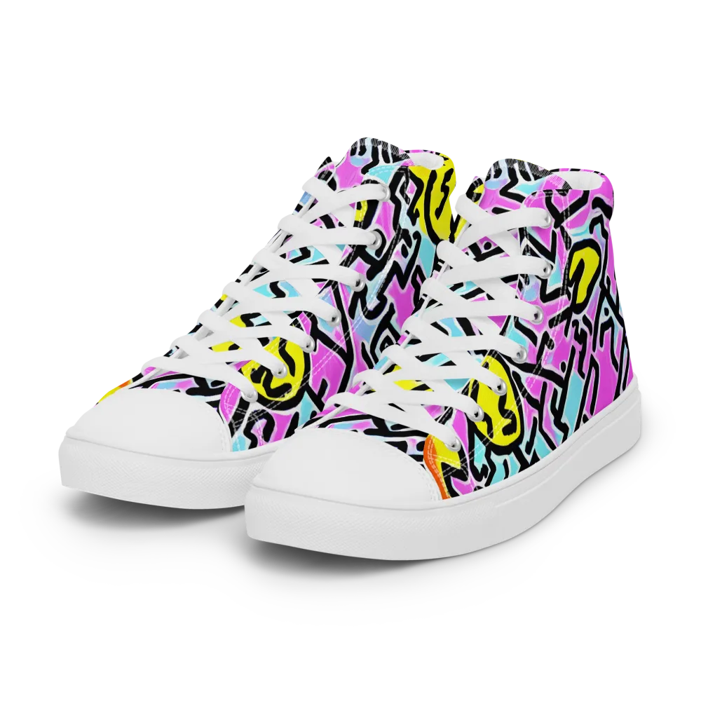 Punk Doodles on Women's High Top Canvas Shoes — Left Front