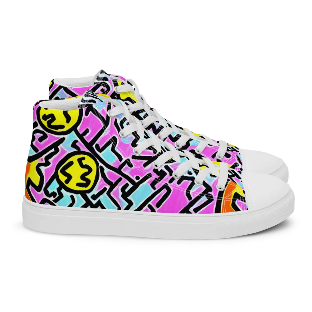 Punk Doodles on Women's High Top Canvas Shoes — Right