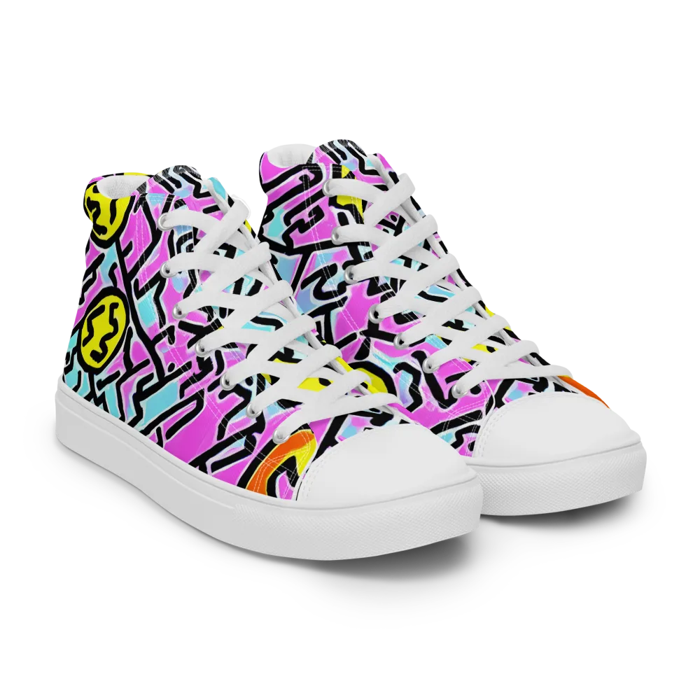 Punk Doodles on Women's High Top Canvas Shoes — Right Front