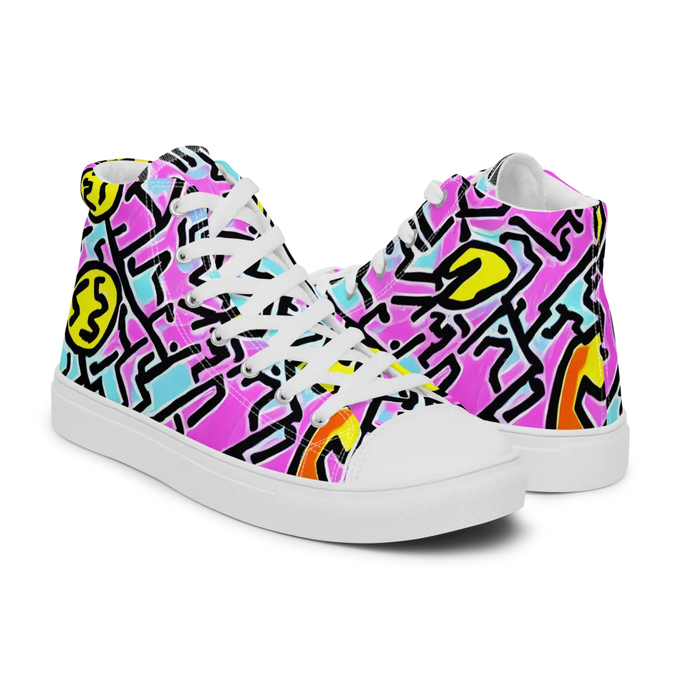 Punk Doodles on Women's High Top Canvas Shoes — Right
