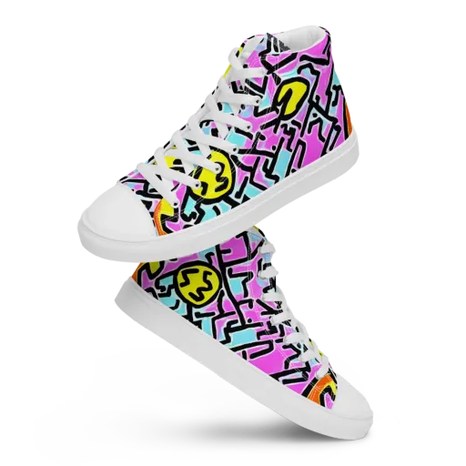 Punk Doodles on a Women's High Top Canvas Shoes