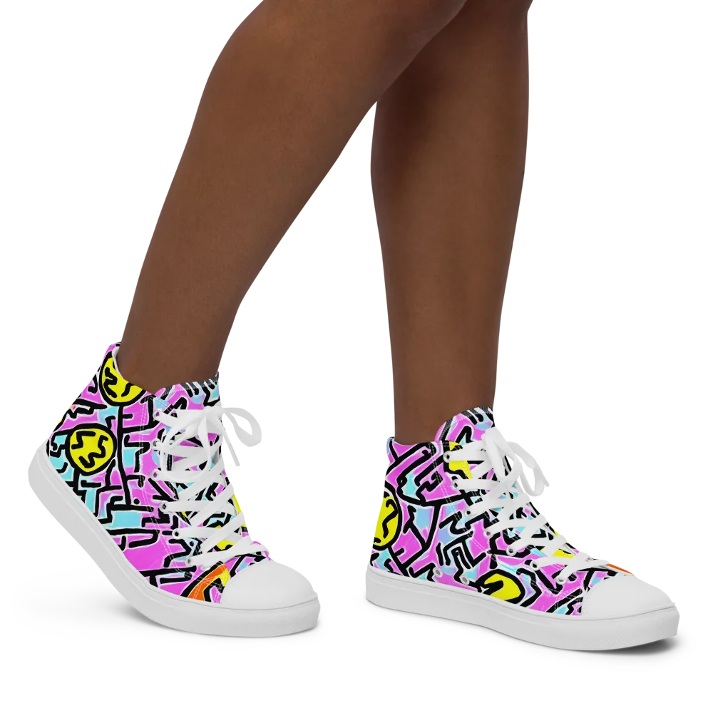 Punk Doodles on Women's High Top Canvas Shoes — Right