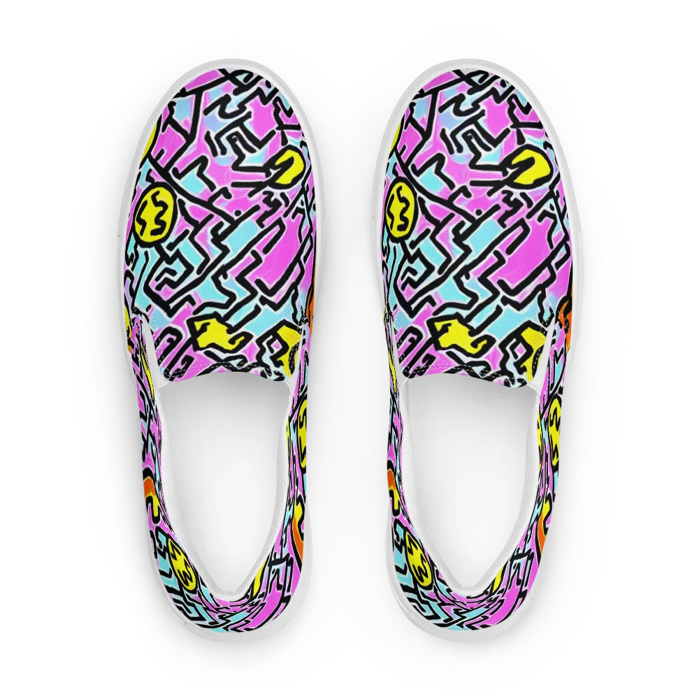 Punk Doodles on Men's Slip-On Canvas Shoes — Front
