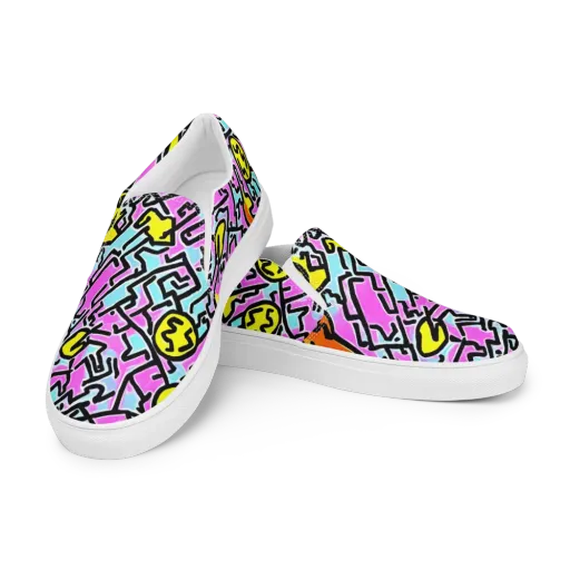 Punk Doodles on a Men's Slip-On Canvas Shoes