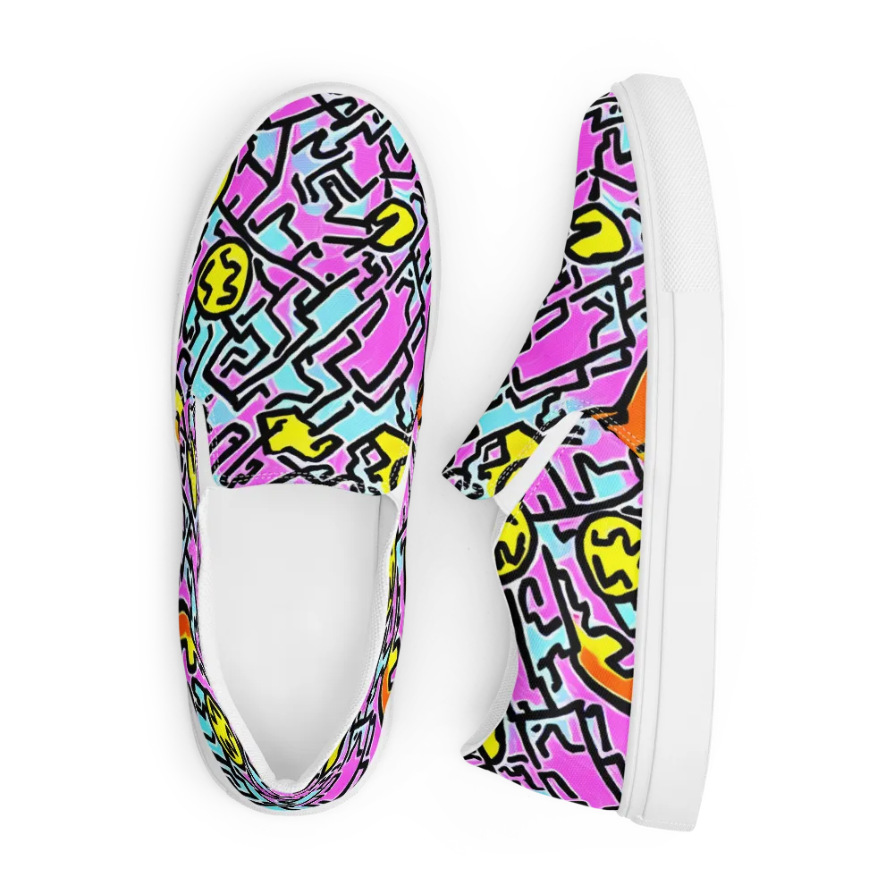 Punk Doodles on Men's Slip-On Canvas Shoes — Front
