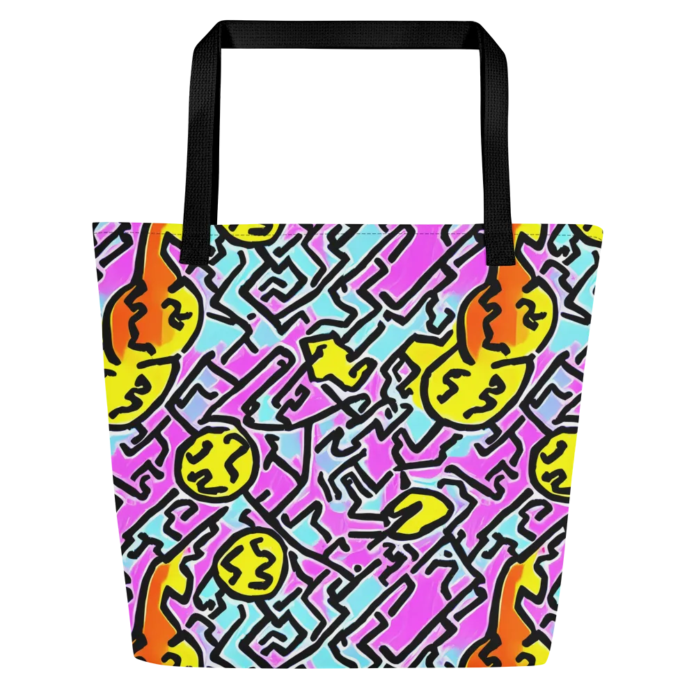Punk Doodles on Large Tote Bag W/ Pocket — Front