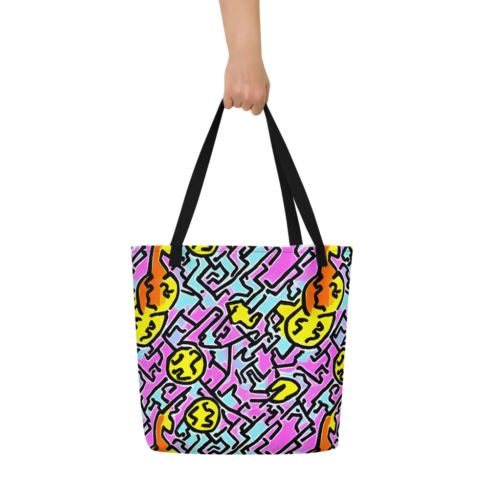 Punk Doodles on Large Tote Bag W/ Pocket — Front