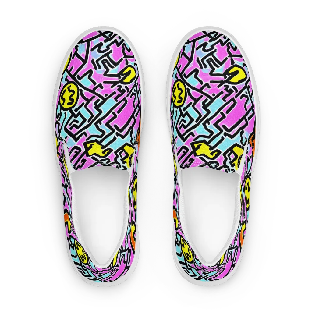 Punk Doodles on Women's Slip-On Canvas Shoes — Front