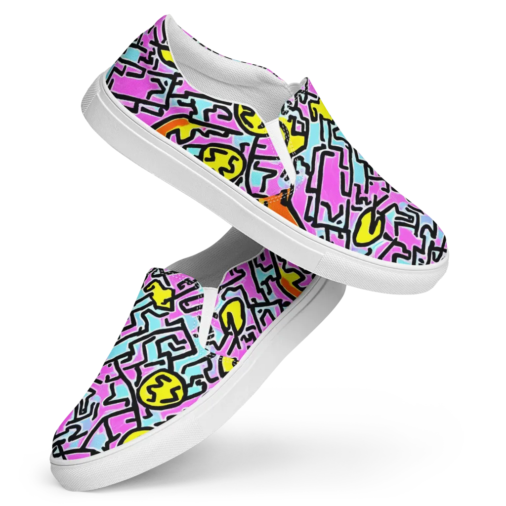 Punk Doodles on Women's Slip-On Canvas Shoes — Front