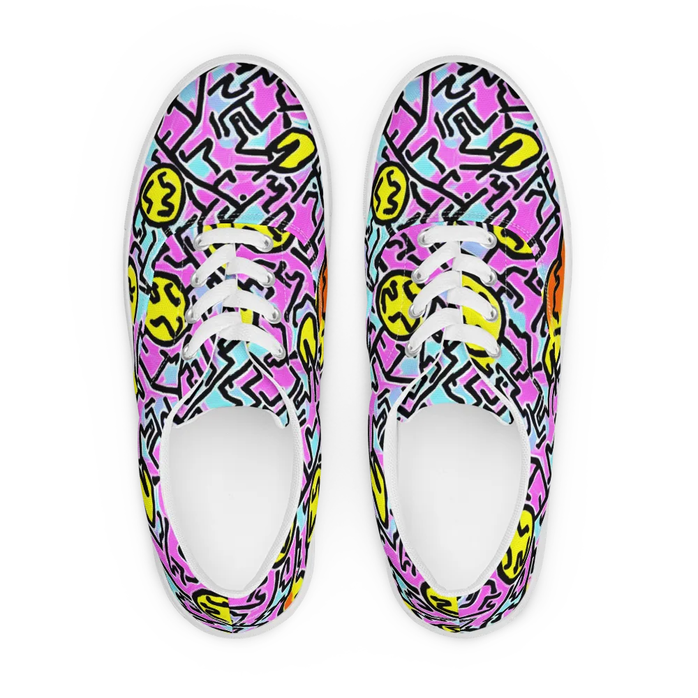 Punk Doodles on Men's Lace-Up Canvas Shoes — Front