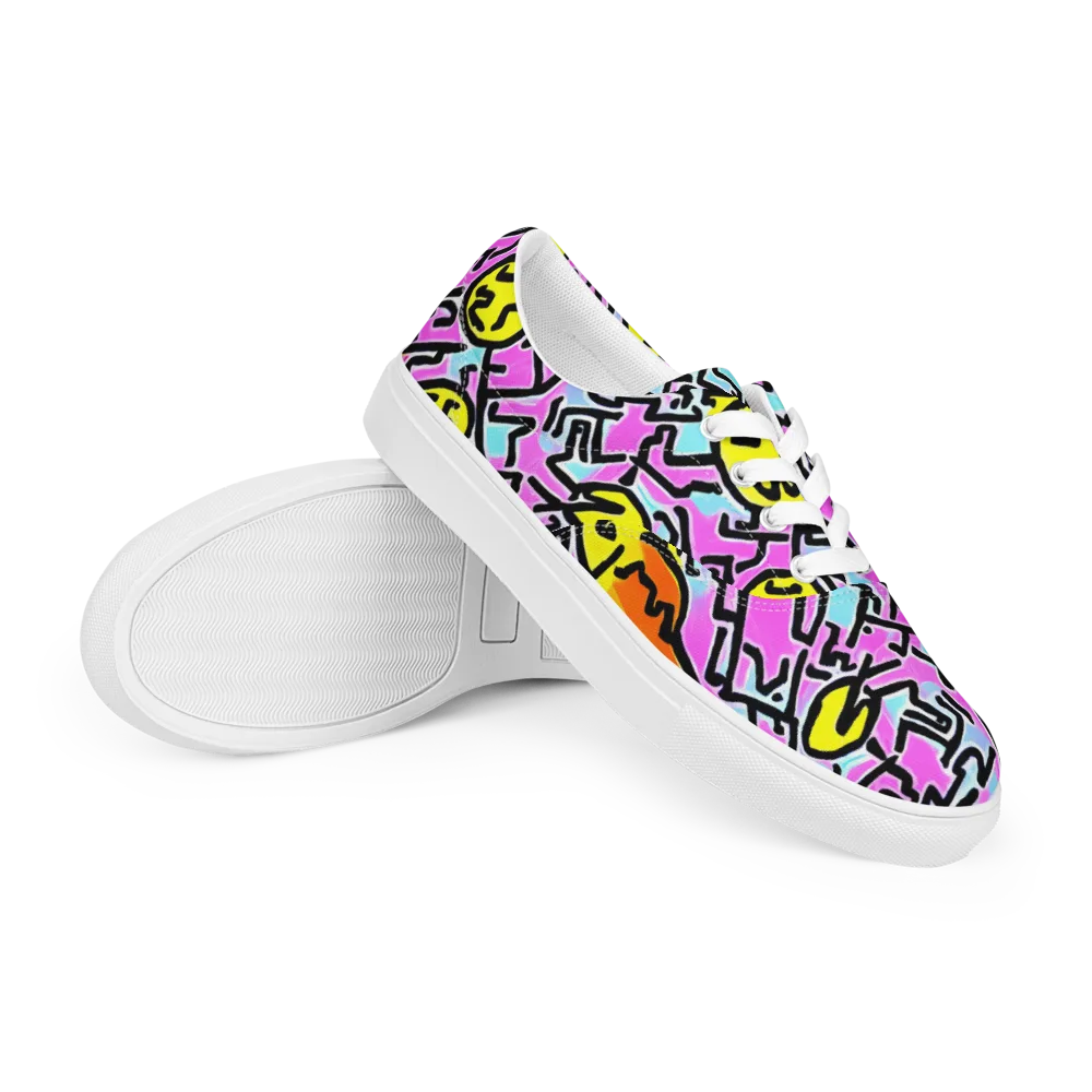 Punk Doodles on Men's Lace-Up Canvas Shoes — Right Front