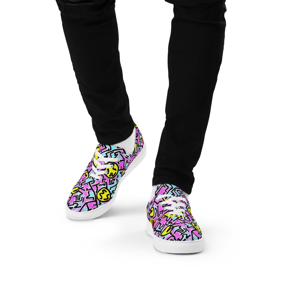 Punk Doodles on Men's Lace-Up Canvas Shoes — Front