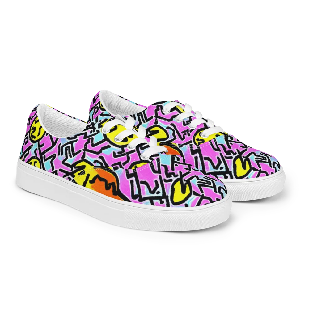Punk Doodles on Men's Lace-Up Canvas Shoes — Right Front