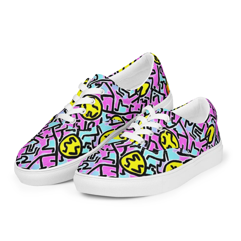 Punk Doodles on Men's Lace-Up Canvas Shoes — Left Front