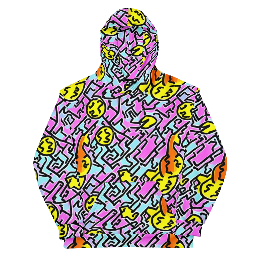Punk Doodles on Cotton Hoodie — Front