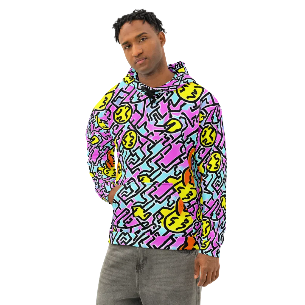 Punk Doodles on Cotton Hoodie — Left Front