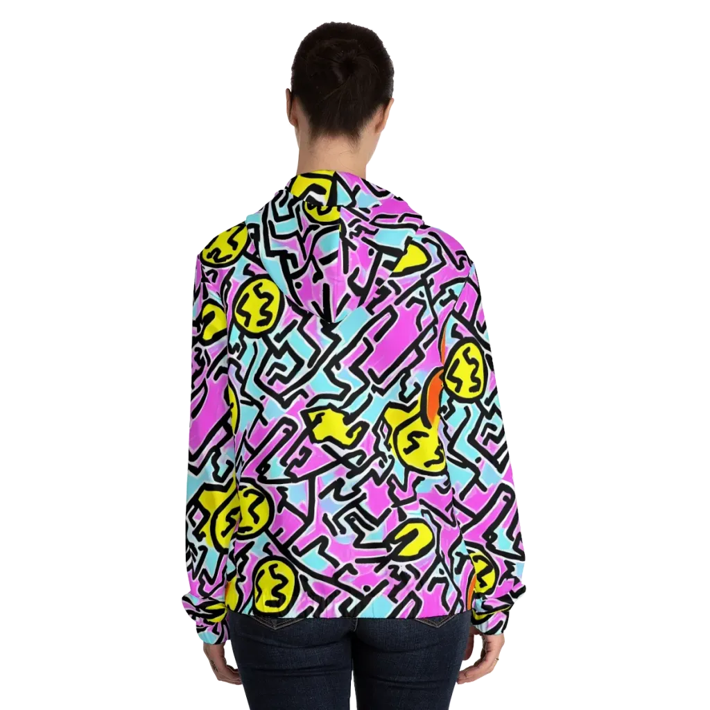 Punk Doodles on Women's Full-Zip Hoodie — Back On Person