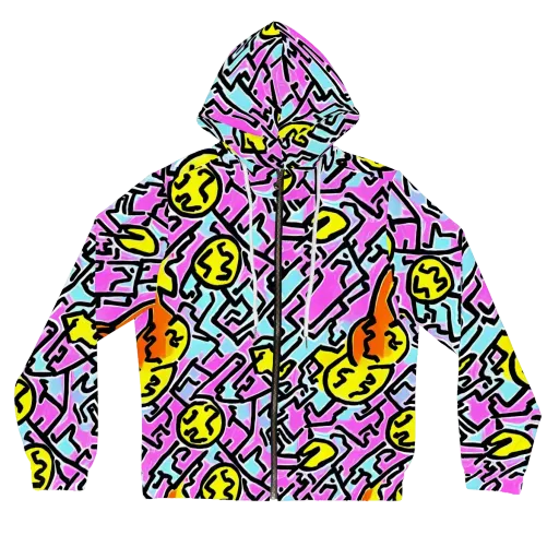 Punk Doodles on a Women's Full-Zip Hoodie