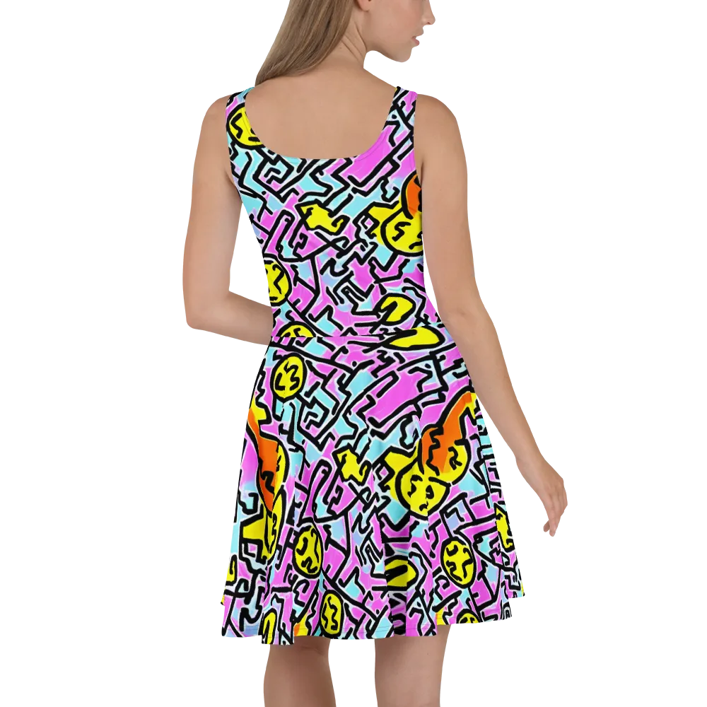 Punk Doodles on Skater Dress — Back