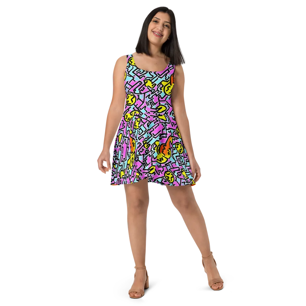 Punk Doodles on Skater Dress — Front