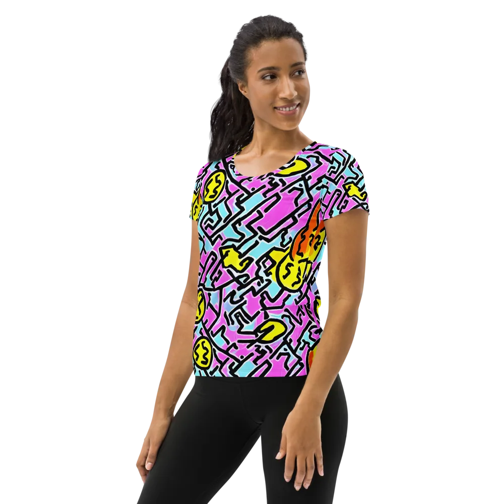 Punk Doodles on Women's Athletic T-Shirt — Left