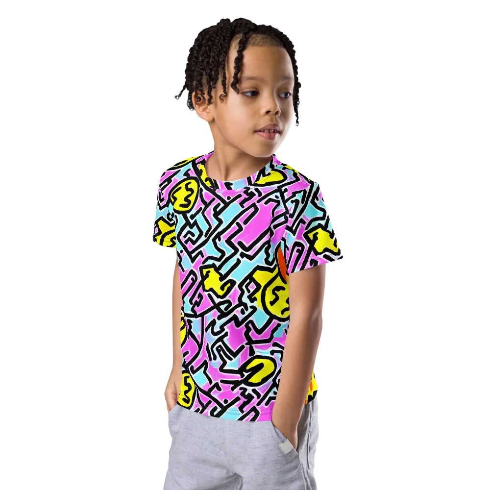 Punk Doodles on Kids Crew Neck T-Shirt — Left Front