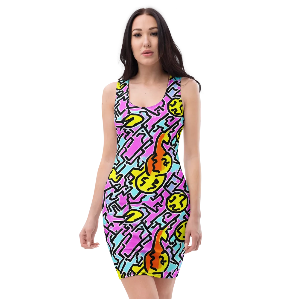 Punk Doodles on Bodycon Dress — Front