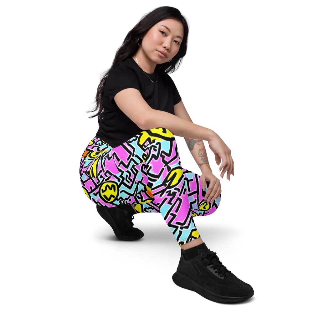 Punk Doodles on Leggings with Pockets — Right Front