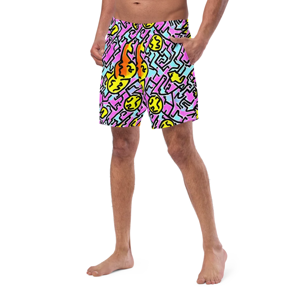 Punk Doodles on Swim Trunks — Left Front