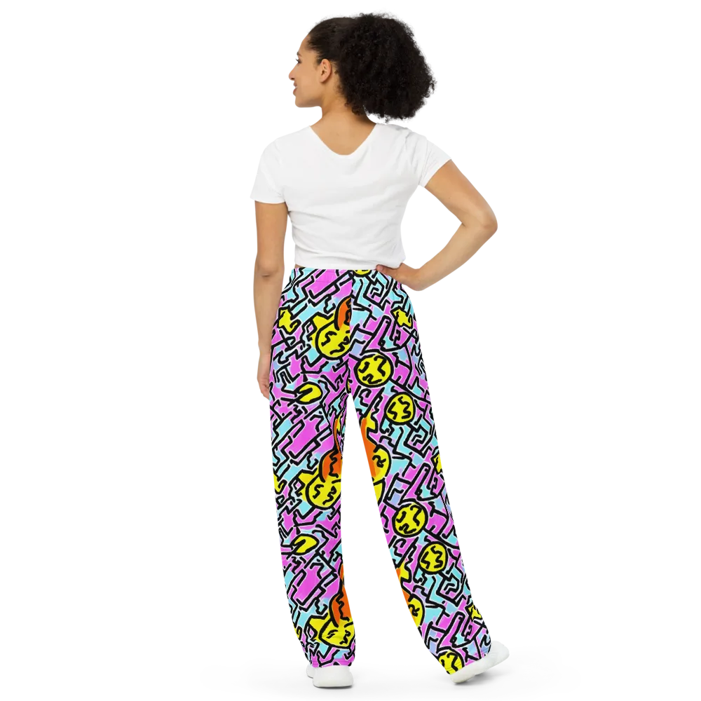Punk Doodles on Wide-Leg Pants — Back