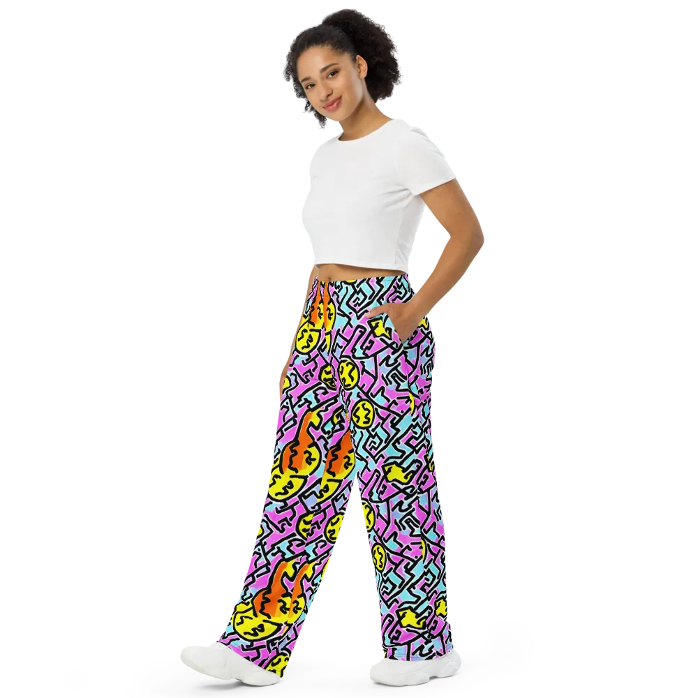 Punk Doodles on Wide-Leg Pants — Left Front