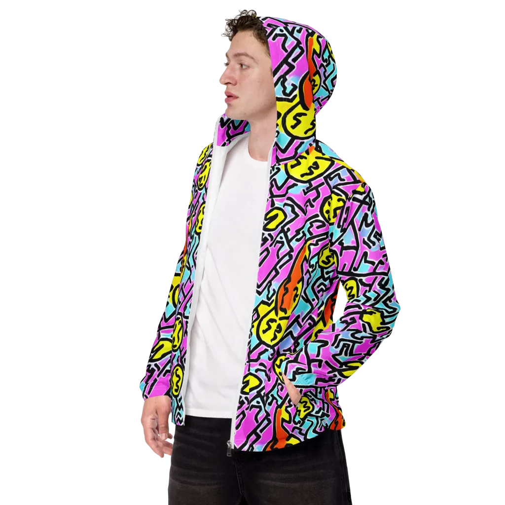 Punk Doodles on Men's Windbreaker — Left Front