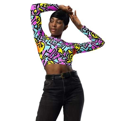 Punk Doodles on a Long Sleeve Crop Top