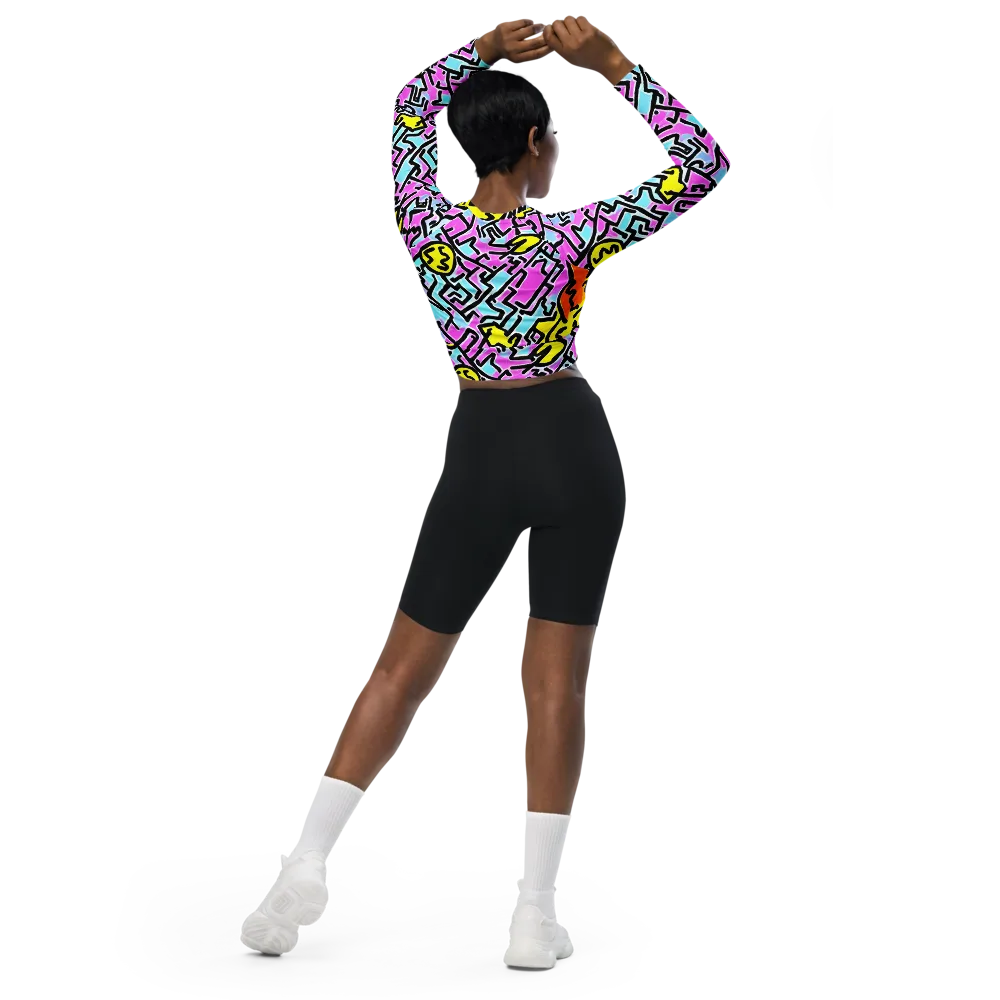 Punk Doodles on Long Sleeve Crop Top — Back