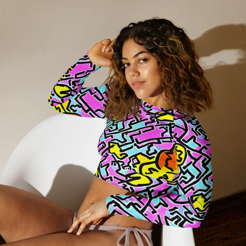 Punk Doodles on Long Sleeve Crop Top — Left Front