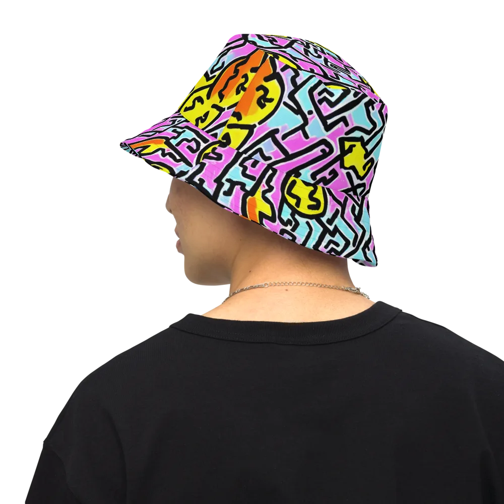 Punk Doodles on Reversible Bucket Hat — Back Inside