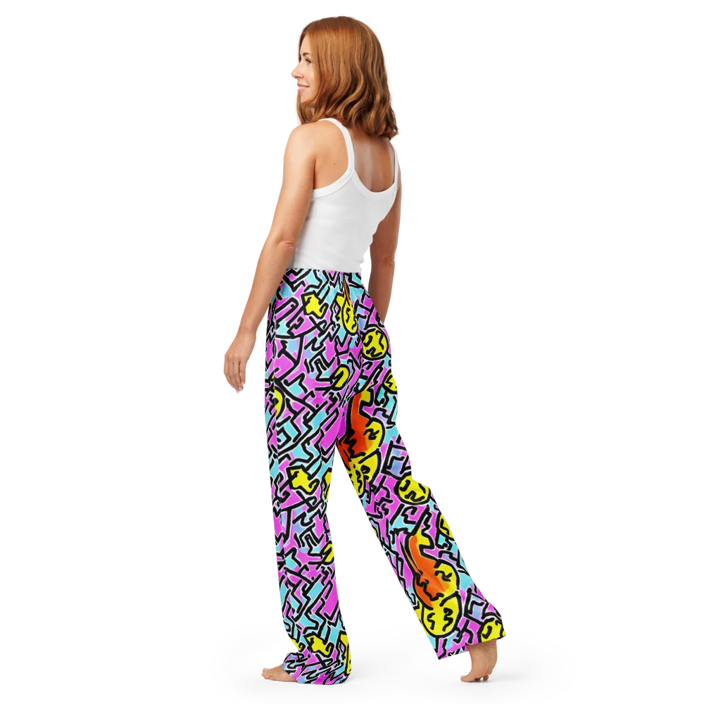 Punk Doodles on Women's Pajama Pants — Back