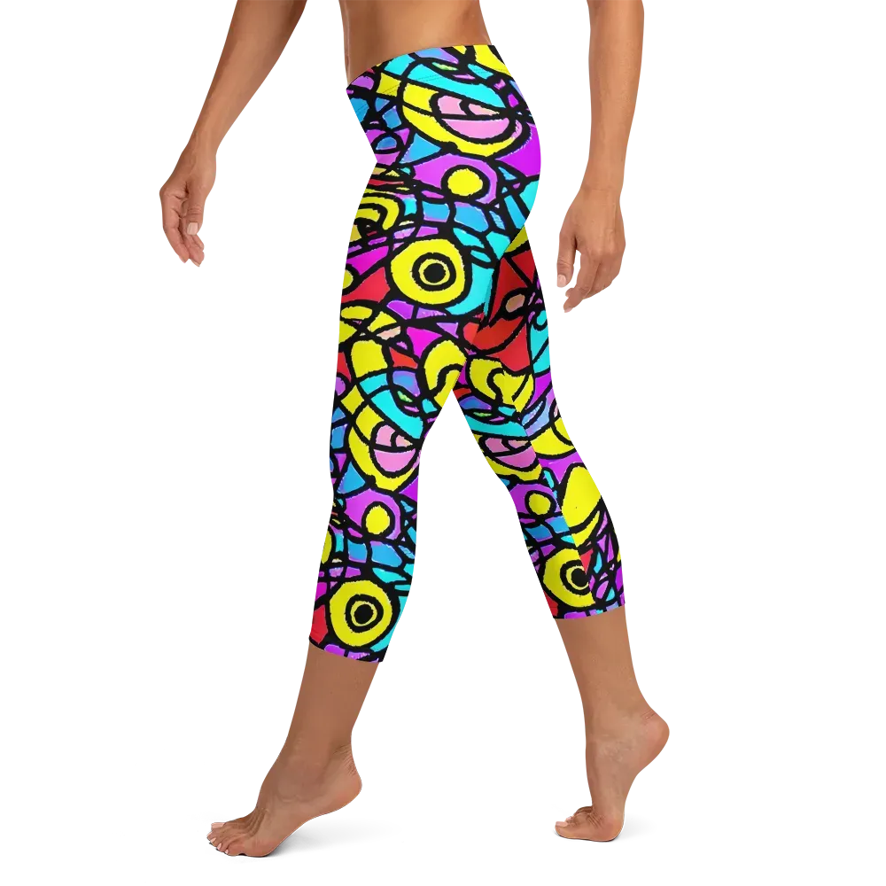 Radiant Chaos on Capri Leggings — Left