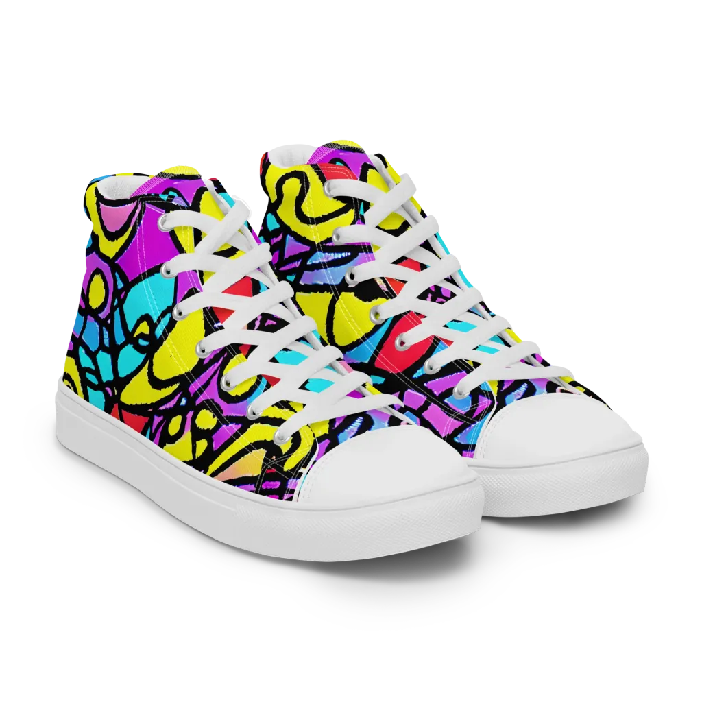 Radiant Chaos on Men's High Top Canvas Shoes — Right Front