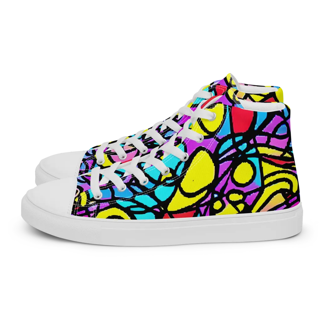 Radiant Chaos on Men's High Top Canvas Shoes — Left