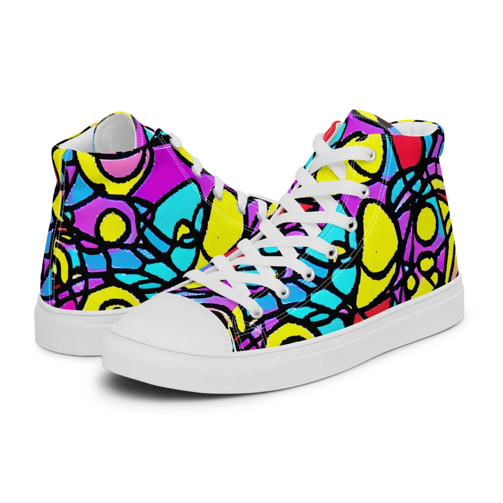 Radiant Chaos on Men's High Top Canvas Shoes — Left