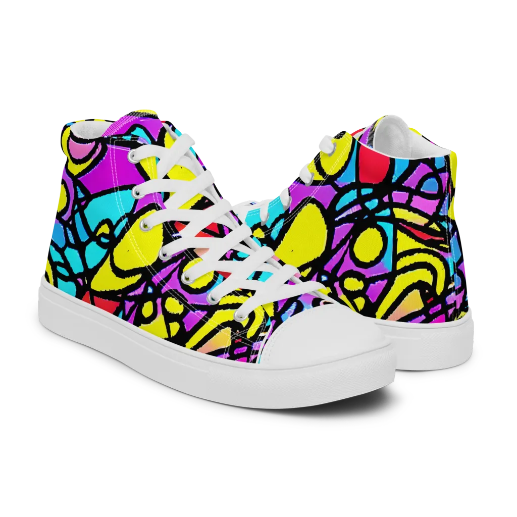 Radiant Chaos on Men's High Top Canvas Shoes — Right