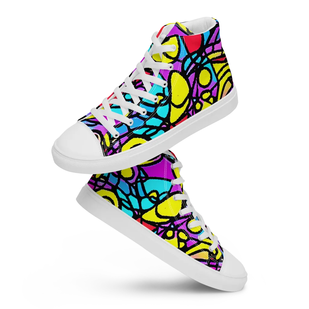 Radiant Chaos on Men's High Top Canvas Shoes — Front